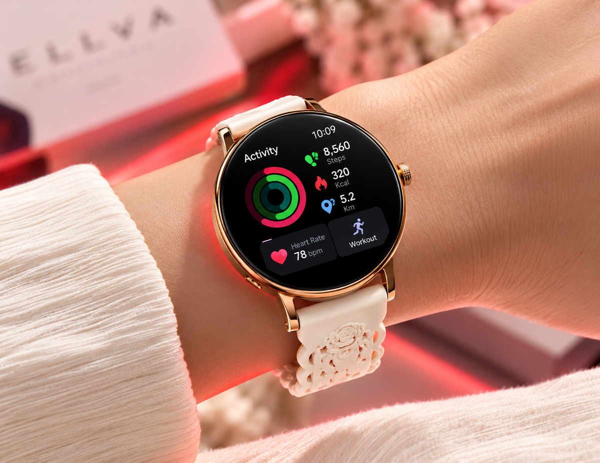Ellva Smart Watch – HD AMOLED Display | Health Tracking & Aura Fit