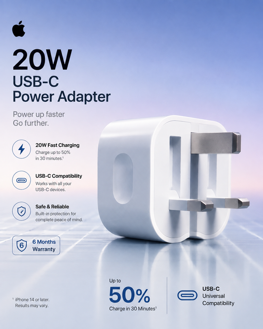 Apple 20W  Fast Charger + Free Braided Cable